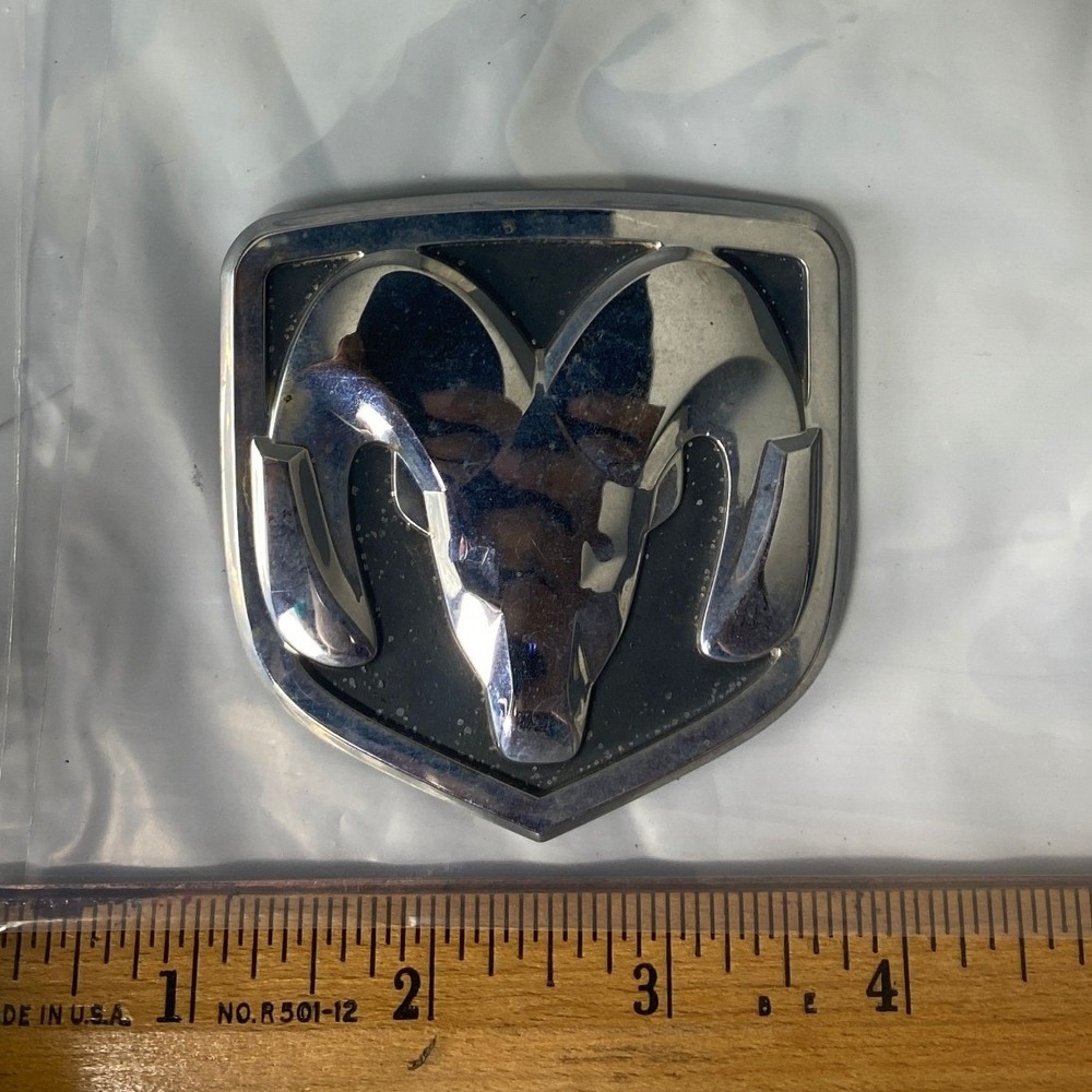 Dodge Ram Head Front Grille Emblem Logo Chrome Black Silver 3.25 Inch Badge